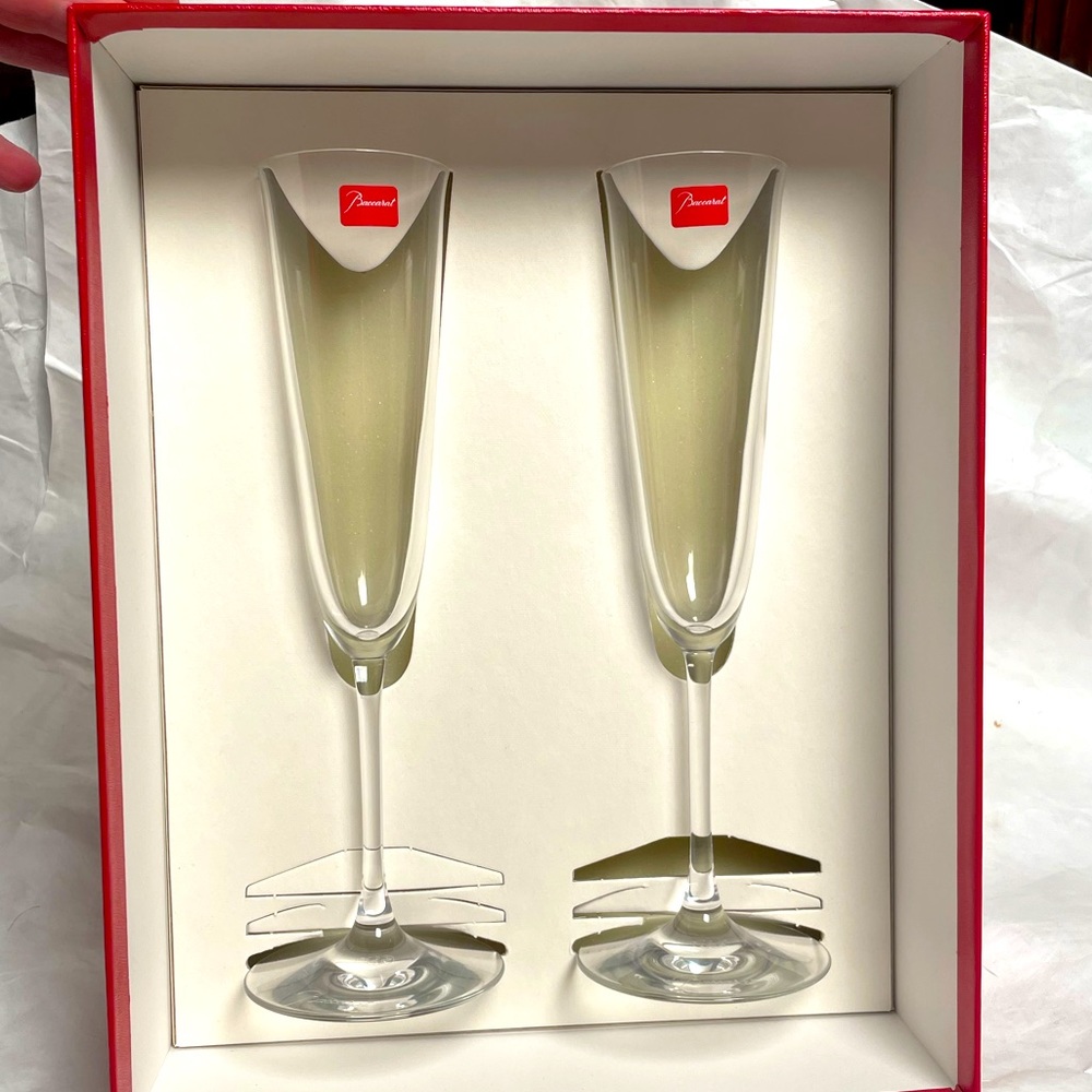 Baccarat Toasting Flutes - 9-1/2” tall New in Box